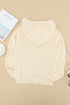 Zipper V-Neck Dropped Sleeve Hooded Solid Sweater